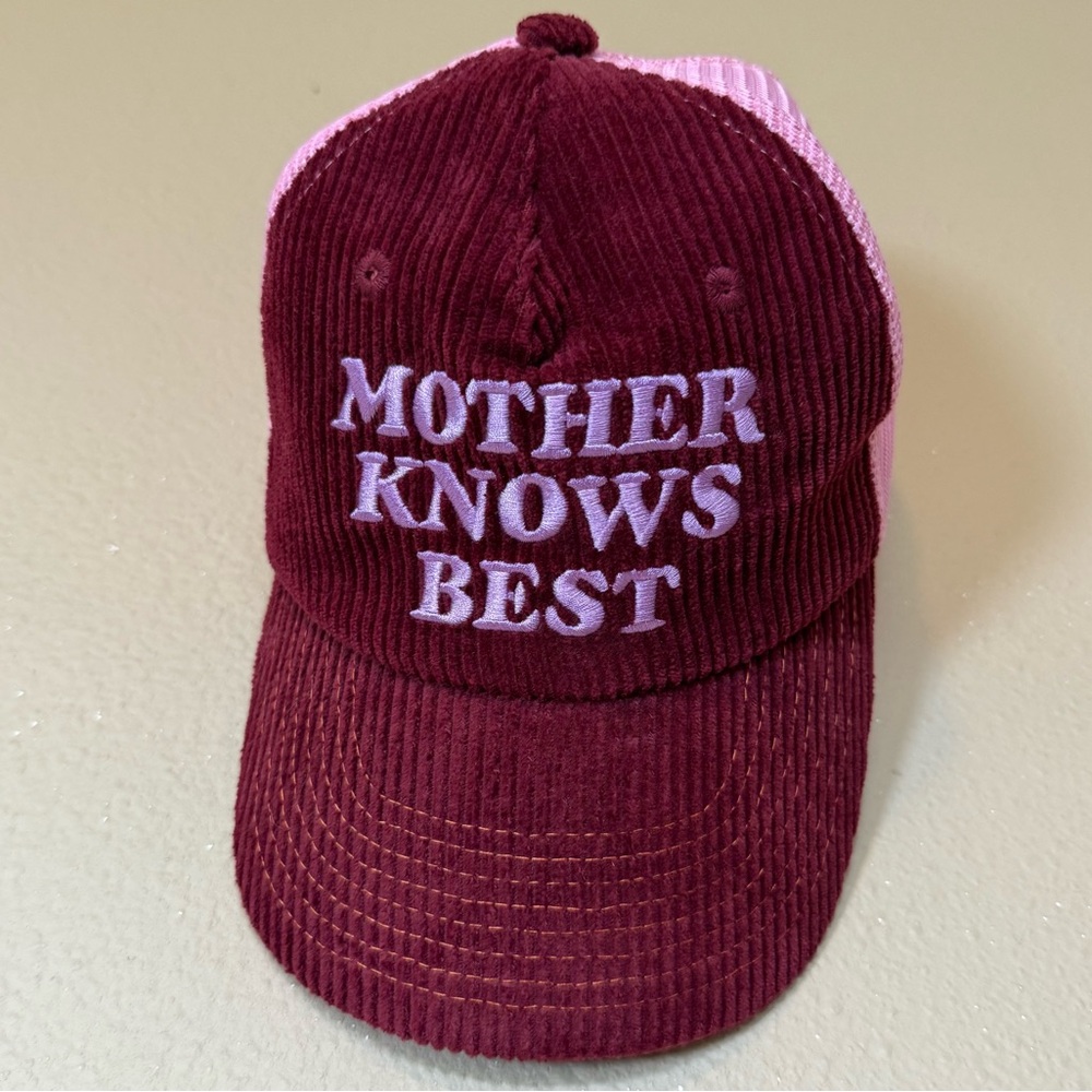MOTHER Corduroy 'Mother Knows Best' Cap in Wine and Pink - Picture 3 of 14
